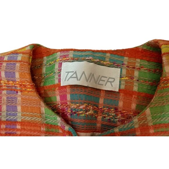 Tanner Cardigan Blazer Jacket Women's Size 6 Orange Purple Green Shoulder Pads - Picture 3 of 7